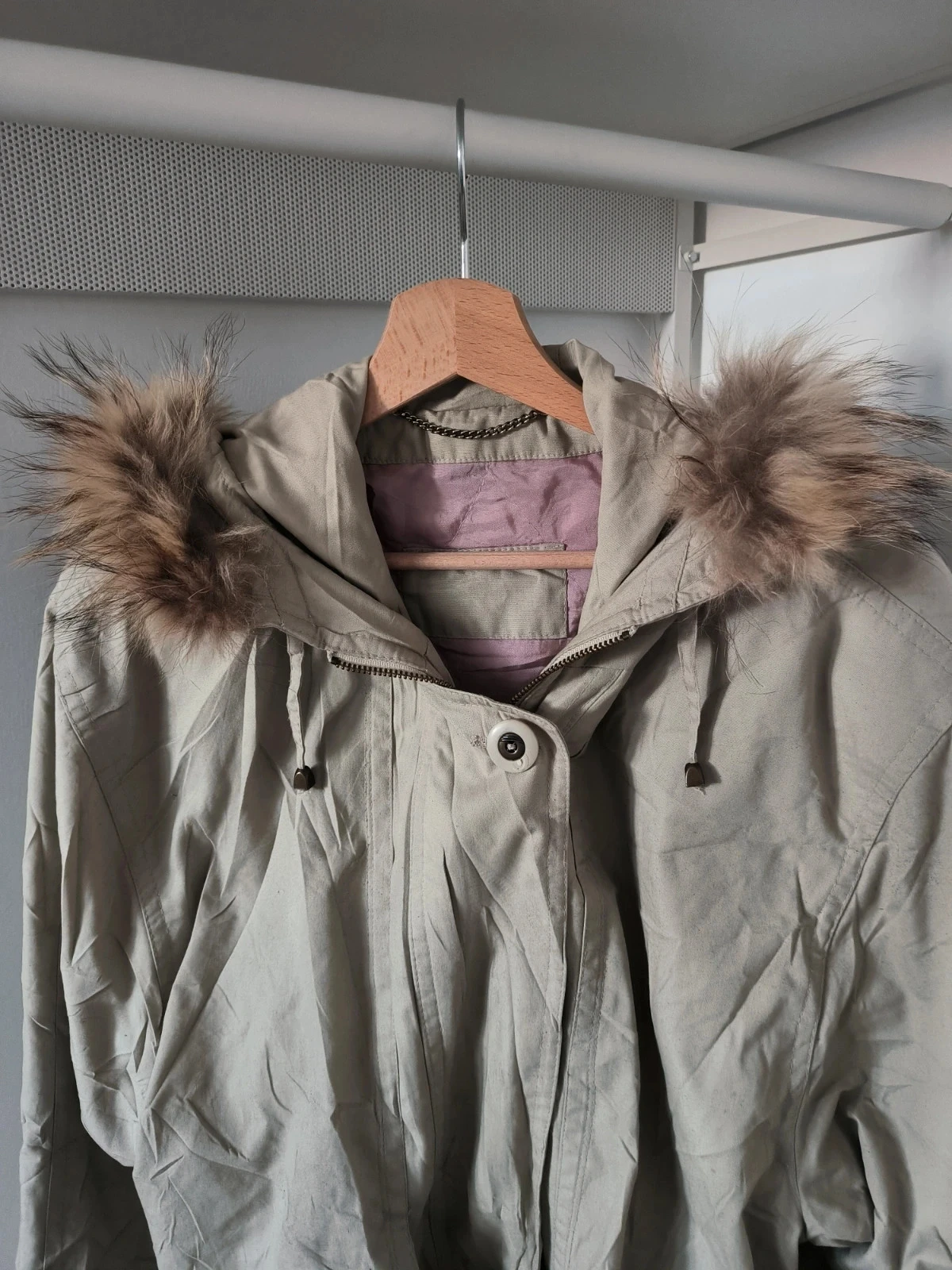 Parka beige avec capuche taille 40 – photo 3